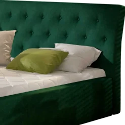 Wohnen Jugendbetten*Velours Polsterbett in Dunkelgrün - Tendence