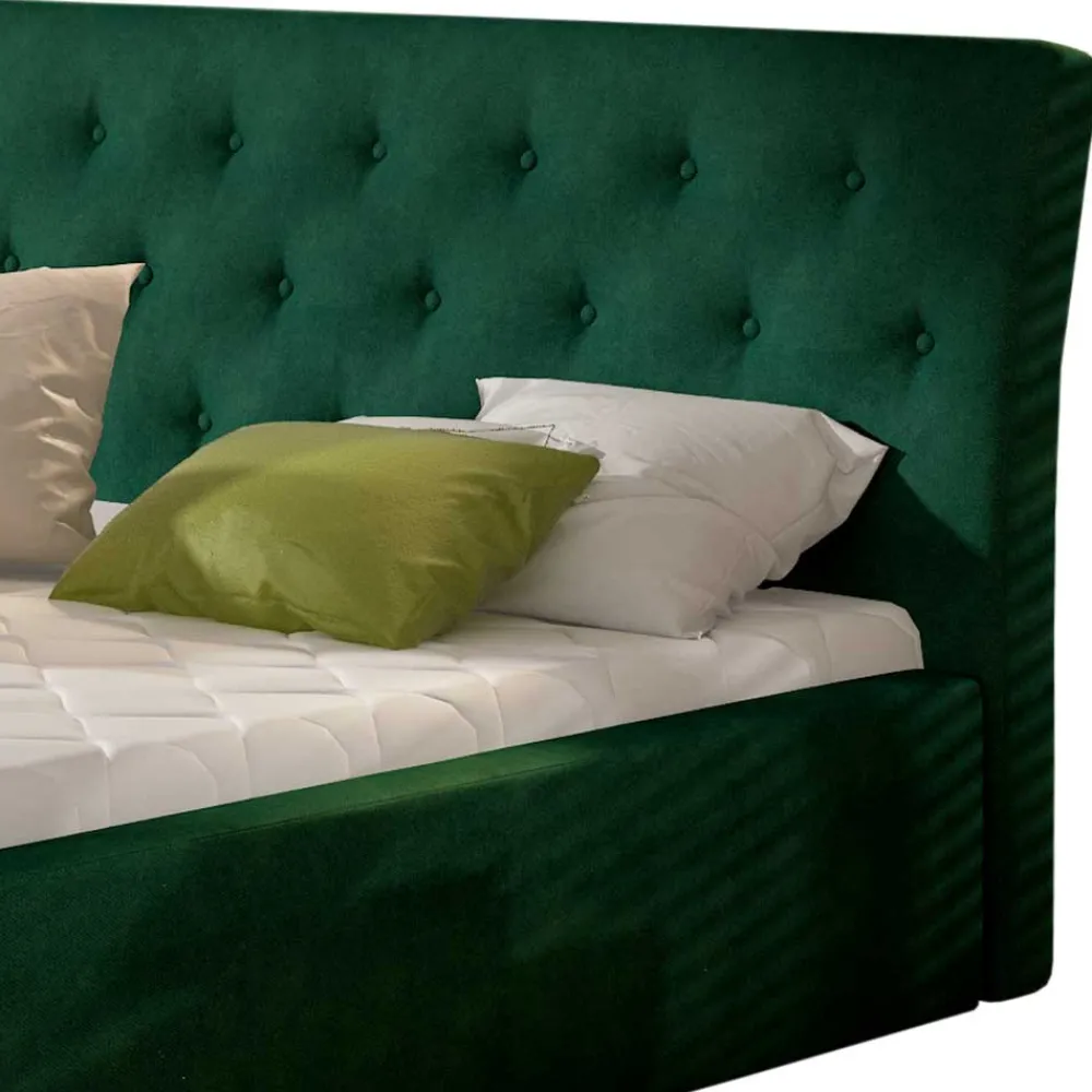Wohnen Jugendbetten*Velours Polsterbett in Dunkelgrün - Tendence