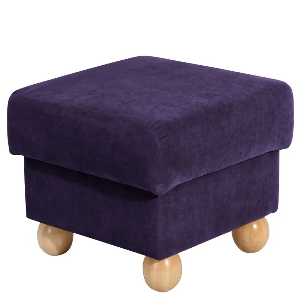 Wohnen Barhocker|Hocker*Velours Polsterhocker in Violett - Sotonio