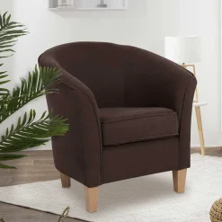 Wohnen Velours Polstersessel halbrund in Braun - Cazar