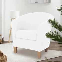 Wohnen Sessel & Hocker|Sessel*Velours Polsterssel in Creme und Buche - Potova