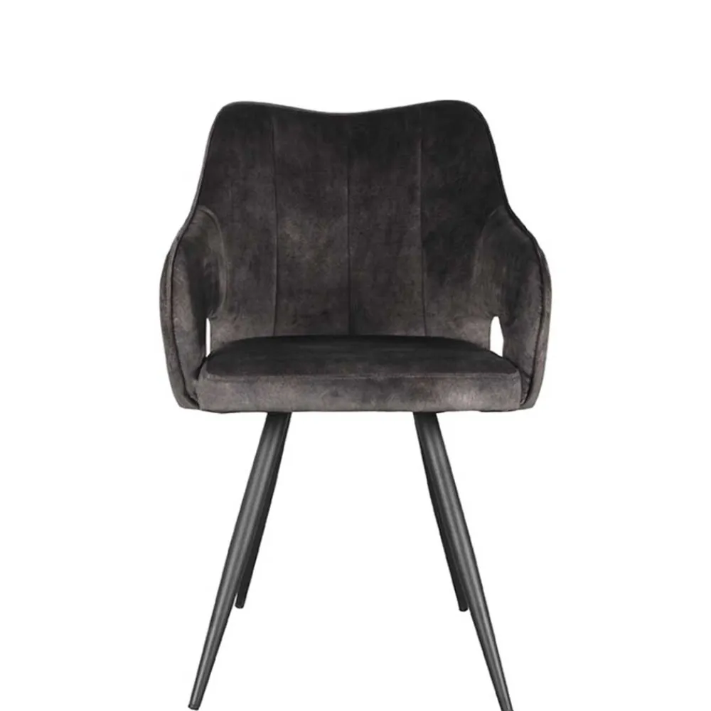 Wohnen Velours Polsterstuhl in Anthrazit - Peross