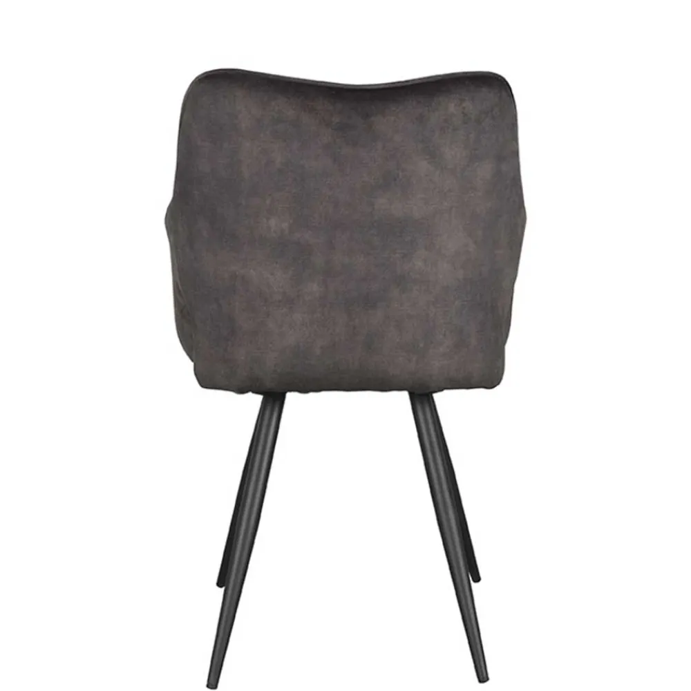 Wohnen Velours Polsterstuhl in Anthrazit - Peross