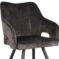 Wohnen Velours Polsterstuhl in Anthrazit - Peross