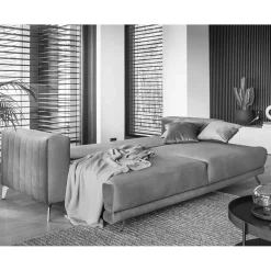 Wohnen Velours Schlafcouch in Dunkelgrün - Venturian