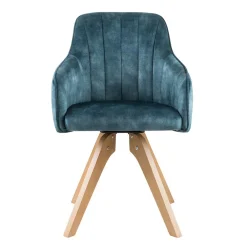 Wohnen Bürostühle*Velours Tischsessel in Blau Petrol - Vitalrov (2er Set)