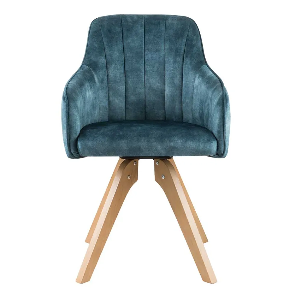 Wohnen Bürostühle*Velours Tischsessel in Blau Petrol - Vitalrov (2er Set)