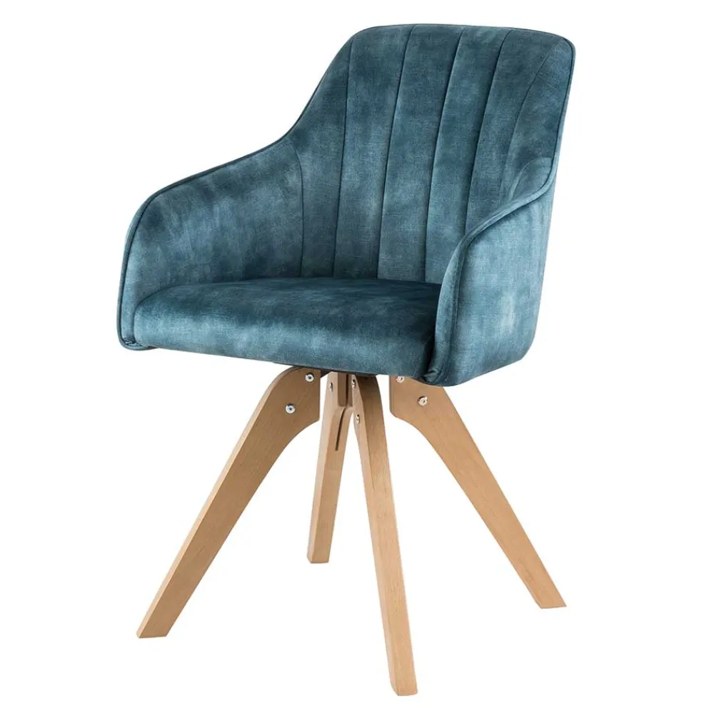 Wohnen Bürostühle*Velours Tischsessel in Blau Petrol - Vitalrov (2er Set)