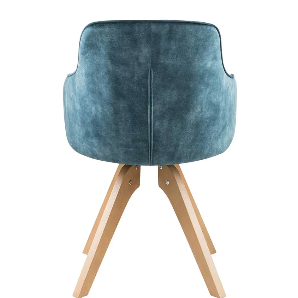 Wohnen Bürostühle*Velours Tischsessel in Blau Petrol - Vitalrov (2er Set)