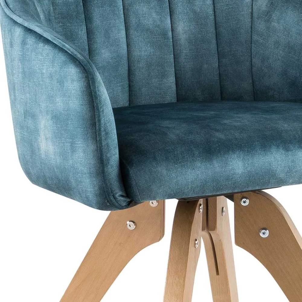 Wohnen Bürostühle*Velours Tischsessel in Blau Petrol - Vitalrov (2er Set)