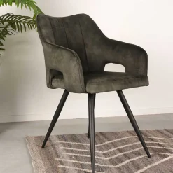 Wohnen Schwarze Möbel|Retro Möbel*Velours Tischsessel in Dunkelgrün - Clarendon