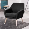 Wohnen Velourssessel in Schwarz mit Buche Natur - Nocena