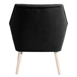 Wohnen Velourssessel in Schwarz mit Buche Natur - Nocena