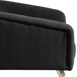 Wohnen Velourssessel in Schwarz mit Buche Natur - Nocena