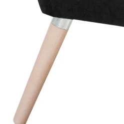 Wohnen Velourssessel in Schwarz mit Buche Natur - Nocena