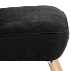 Wohnen Retro Möbel|Sessel*Velours-Sessel in Schwarz und Buche Natur - Avenzas