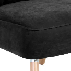 Wohnen Retro Möbel|Sessel*Velours-Sessel in Schwarz und Buche Natur - Avenzas