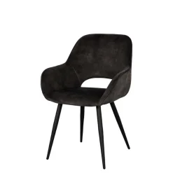 Wohnen Skandinavische Möbel*Velours-Stühle in Anthrazit - Hauke (2er Set)