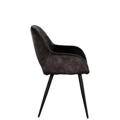 Wohnen Skandinavische Möbel*Velours-Stühle in Anthrazit - Hauke (2er Set)