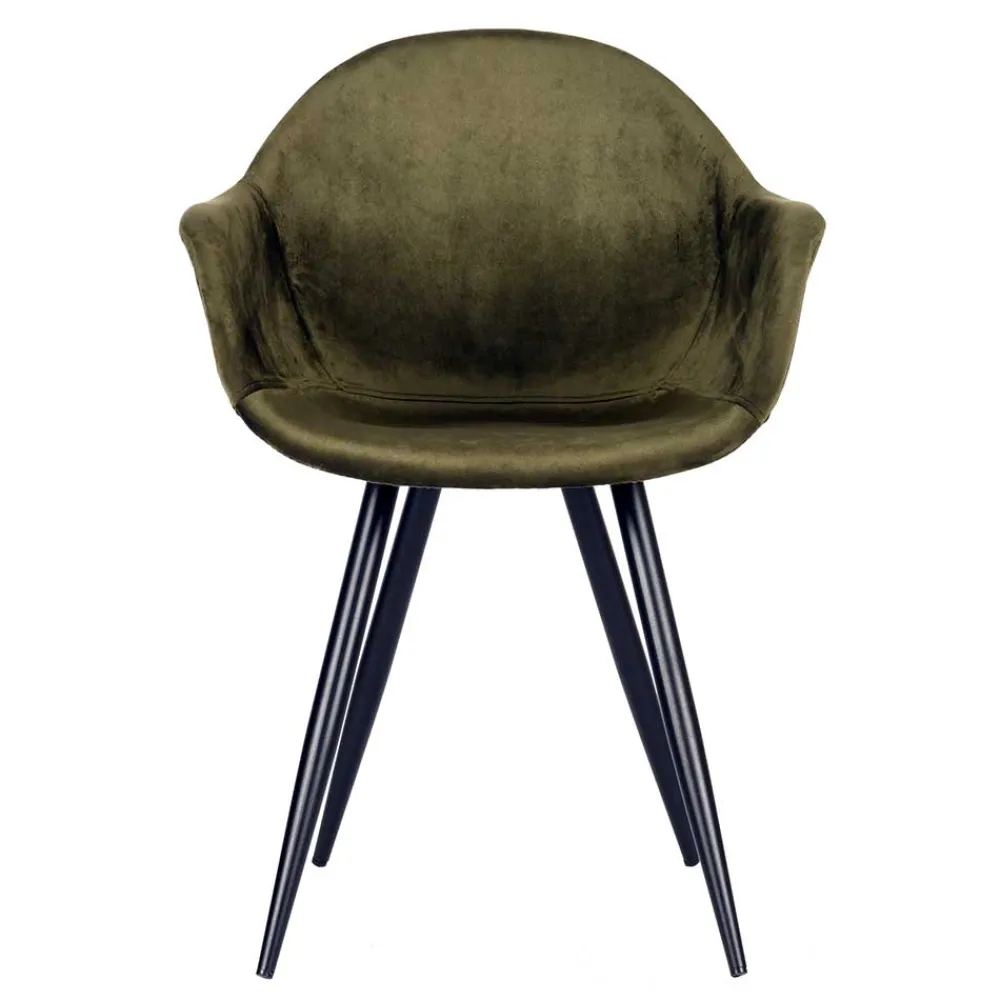 Wohnen Wohnzimmerstühle*Velvet Armlehnenstuhl in Oliv Grün - Inny (2er Set)