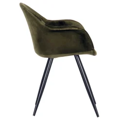 Wohnen Wohnzimmerstühle*Velvet Armlehnenstuhl in Oliv Grün - Inny (2er Set)