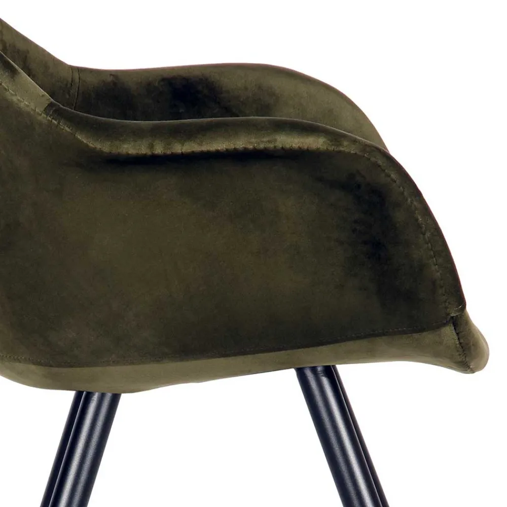 Wohnen Wohnzimmerstühle*Velvet Armlehnenstuhl in Oliv Grün - Inny (2er Set)