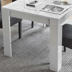 Wohnen Verlängerbarer Hochglanz-Esstisch in Weiß - Vovasoma