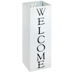 Wohnen Schirmständer*Viereckiger Schirmständer in Weiß aus Stahl - Mate