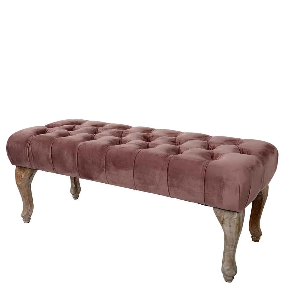 Wohnen Sitzbank|Vintage Möbel*Vintage Bank in Altrosa Samt - Ruo