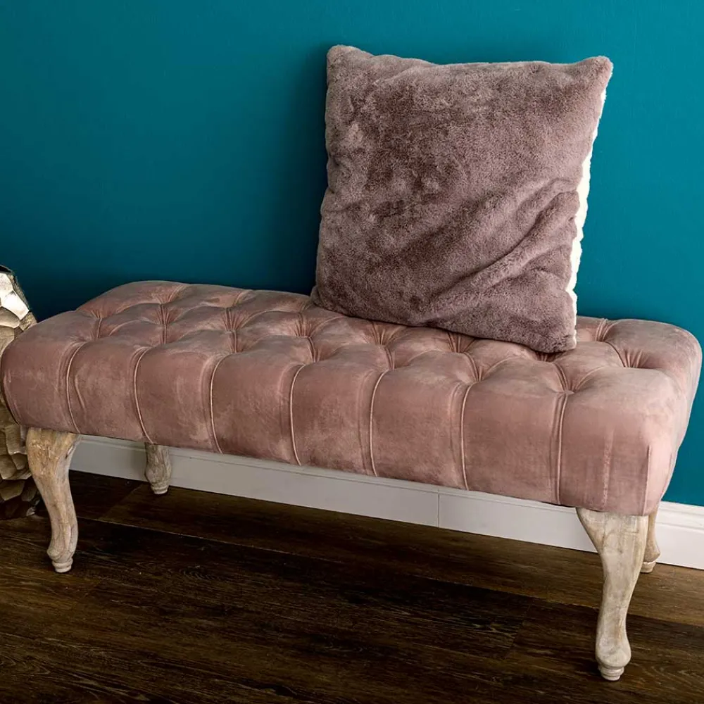 Wohnen Sitzbank|Vintage Möbel*Vintage Bank in Altrosa Samt - Ruo