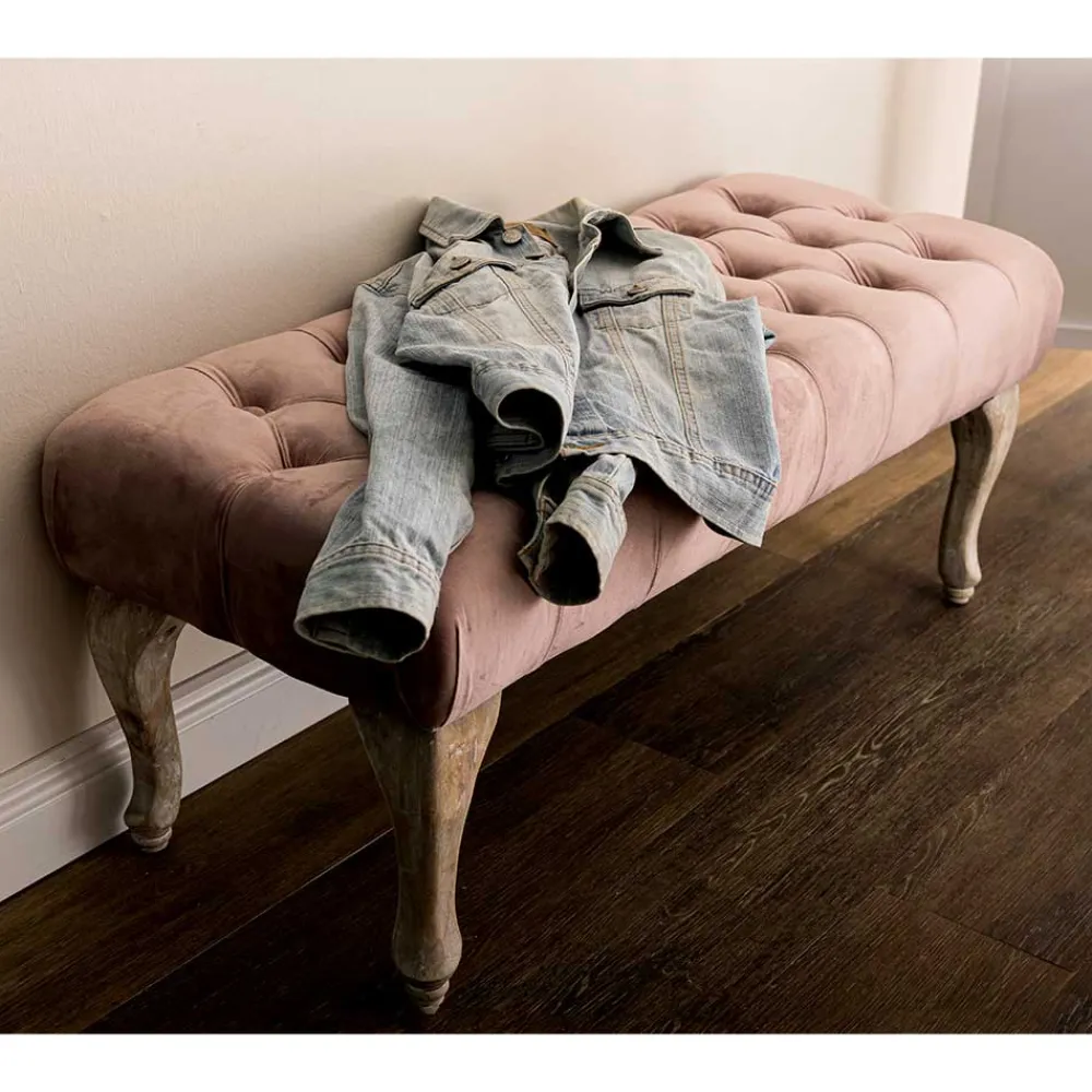 Wohnen Sitzbank|Vintage Möbel*Vintage Bank in Altrosa Samt - Ruo
