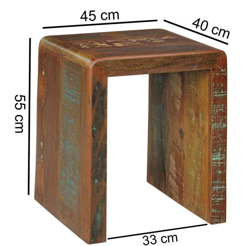 Wohnen Shabby Chic Möbel|Landhausmöbel*Vintage Beistelltisch Dencig aus Altholz mehrfarbig