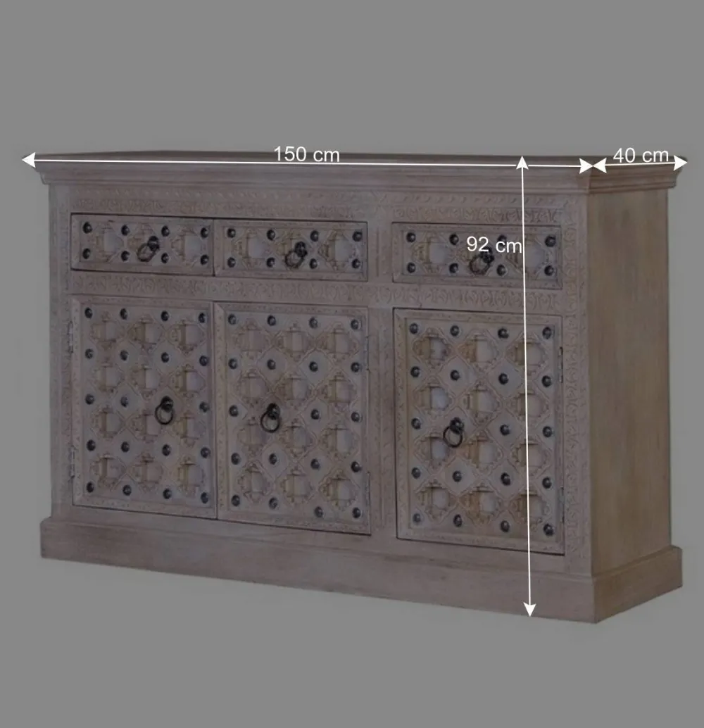 Wohnen Vintage Design Anrichte in White Wash - Uladan