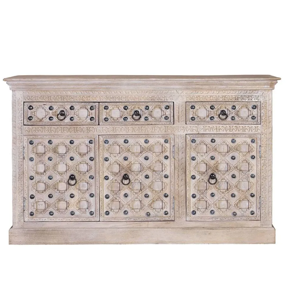 Wohnen Vintage Design Anrichte in White Wash - Uladan