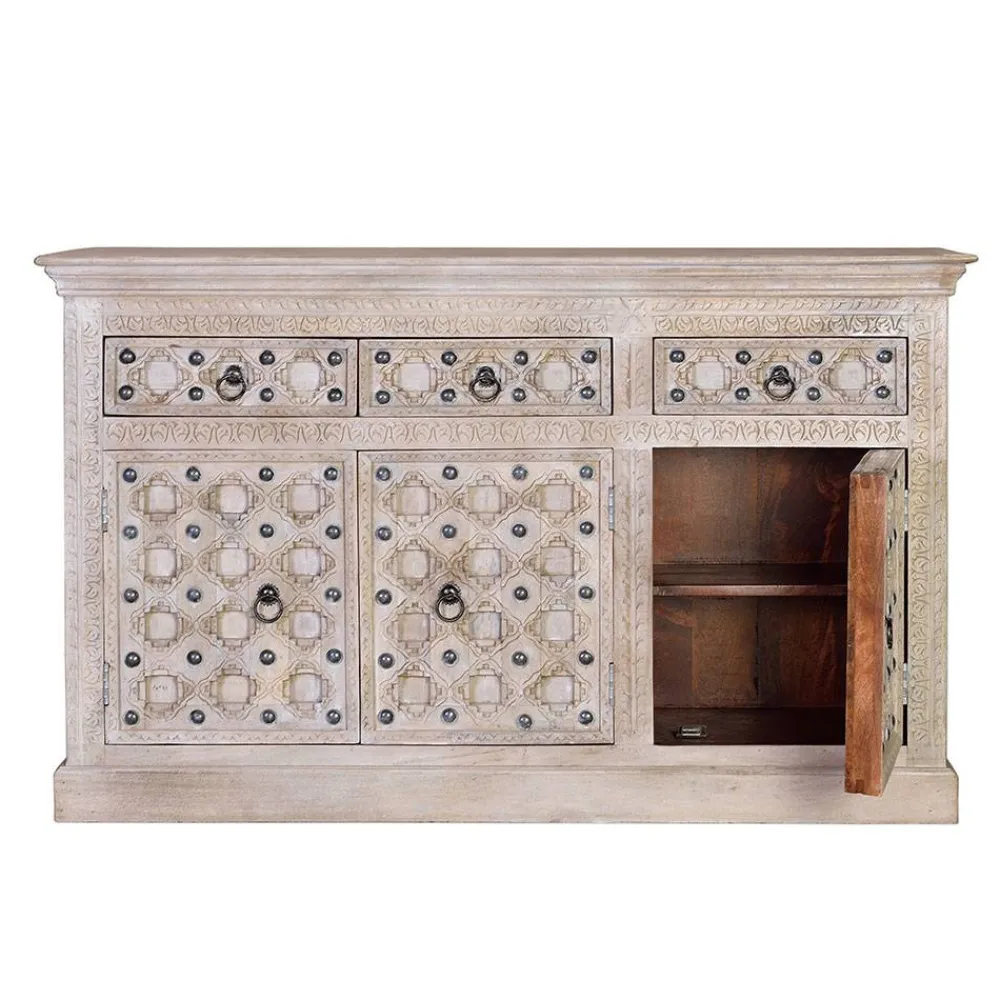 Wohnen Vintage Design Anrichte in White Wash - Uladan