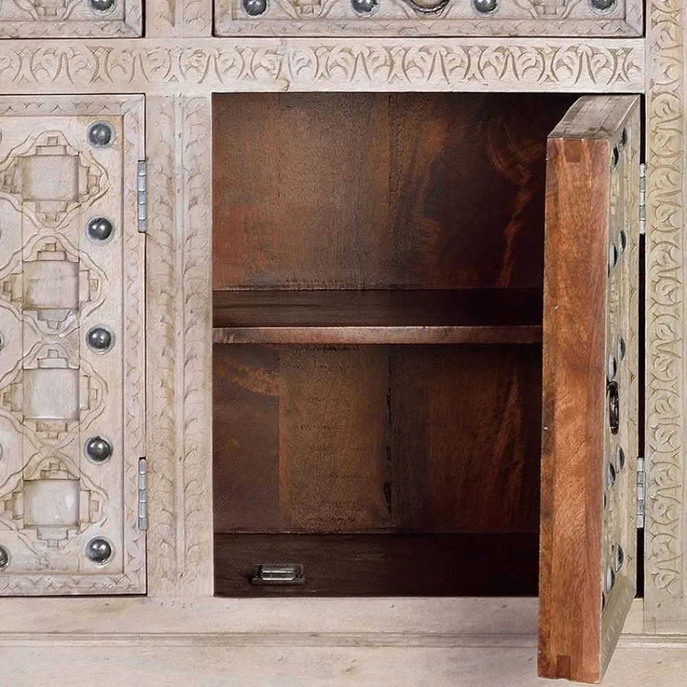 Wohnen Vintage Design Anrichte in White Wash - Uladan