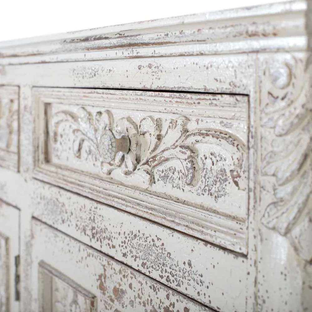 Wohnen Vintage Design Anrichte in Holz White Wash - Perolyn