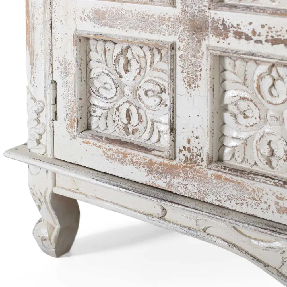 Wohnen Vintage Design Anrichte in Holz White Wash - Perolyn