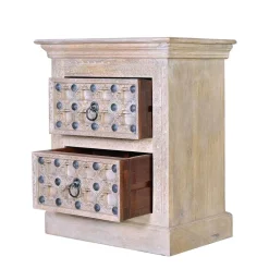 Wohnen Vintage Möbel*Vintage Design Kommode in Holz White Wash - Uladan