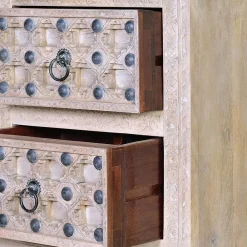 Wohnen Vintage Möbel*Vintage Design Kommode in Holz White Wash - Uladan