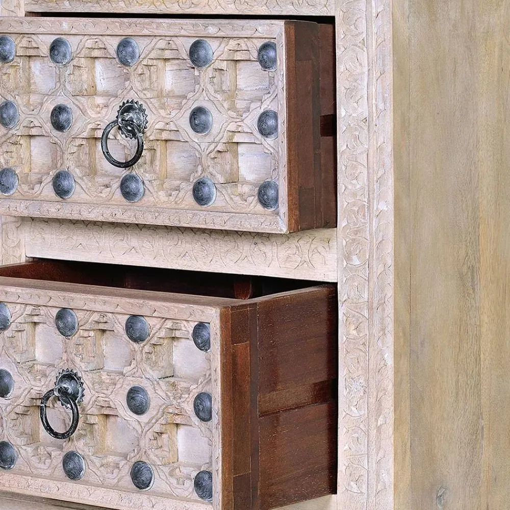 Wohnen Vintage Möbel*Vintage Design Kommode in Holz White Wash - Uladan