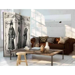 Wohnen Schwarze Möbel|Weiße Möbel*Vintage Design Paravent Damenmode 1914 - Malentra