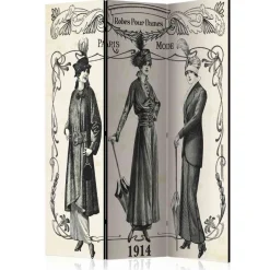 Wohnen Schwarze Möbel|Weiße Möbel*Vintage Design Paravent Damenmode 1914 - Malentra