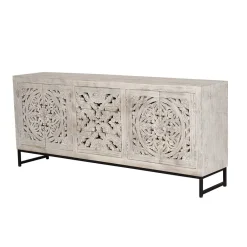 Wohnen Vintage Design Sideboard in Holz White Wash - Fudorus