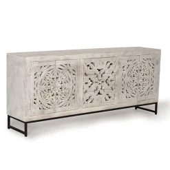 Wohnen Vintage Design Sideboard in Holz White Wash - Fudorus