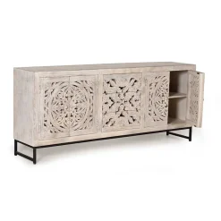 Wohnen Vintage Design Sideboard in Holz White Wash - Fudorus