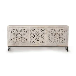 Wohnen Vintage Design Sideboard in Holz White Wash - Fudorus