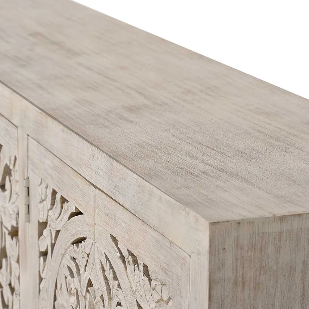 Wohnen Vintage Design Sideboard in Holz White Wash - Fudorus