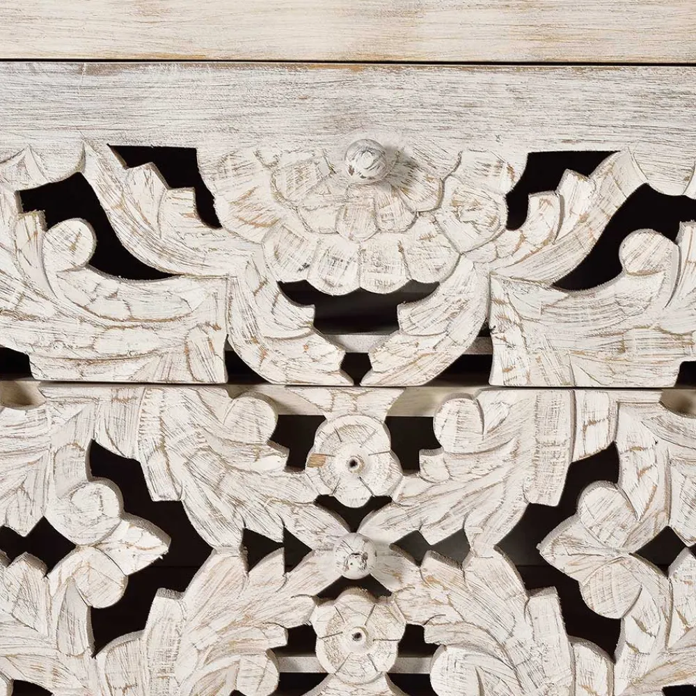 Wohnen Vintage Design Sideboard in Holz White Wash - Fudorus