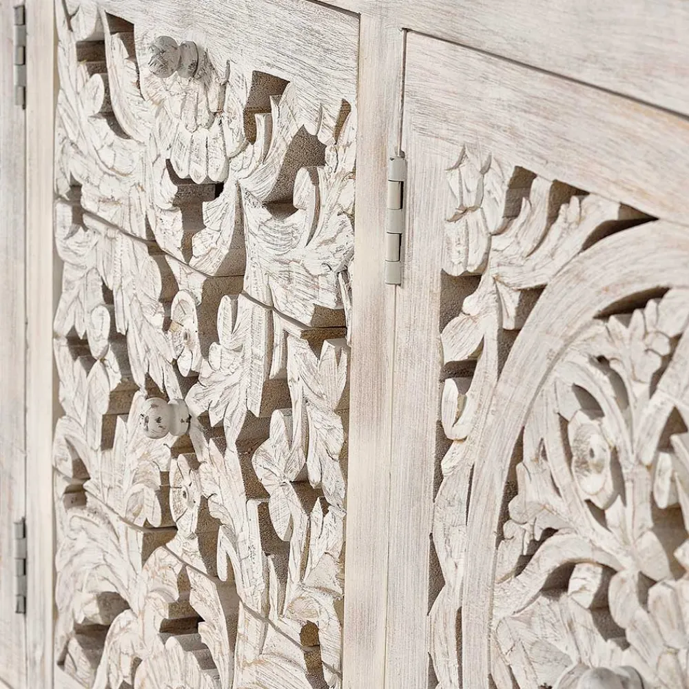 Wohnen Vintage Design Sideboard in Holz White Wash - Fudorus